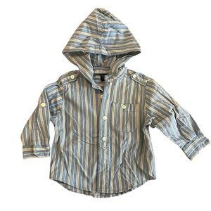 NWT Baby Gap Striped Blue Hooded Kids Shirt